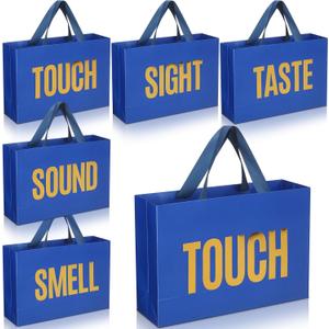 Kolldenn 5 Senses Gift Bags for Him Her Five Senses Gift Bags with Ribbon Handle Gifts Decoration for Birthday Wedding Anniversary Graduation Party(Navy Blue,15 x 10.6 x 4.7 Inch)