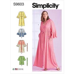 Simplicity SS9603GG Misses' Caftan and Wrap Sewing Pattern Packet, Design Code S9603, Sizes 26W-28W-30W-32W