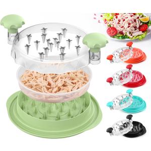 Upgraded 10" Large Chicken Shredder, Chicken Shredder Tool Twist Large With Removable Plate for Easy Transfer, Meat Shredder Tool Twist with Full Anti-Slip Strip Base, Visible Lid, Ergonomic Handle (Avocado Green)