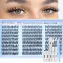 Spider Lash Clusters Kit Spider Lashes Clusters Wispy Fluffy Cluster Eyelash Extensions Kit Natural Look 10-16MM D Curl Manga Eyelash Clusters Kit with Lash Bond and Seal Breeze Lash Extensions Kit