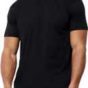Mens T Shirt - Short Sleeve Soft Fitted Tees  Fresh Classic (Black,L)