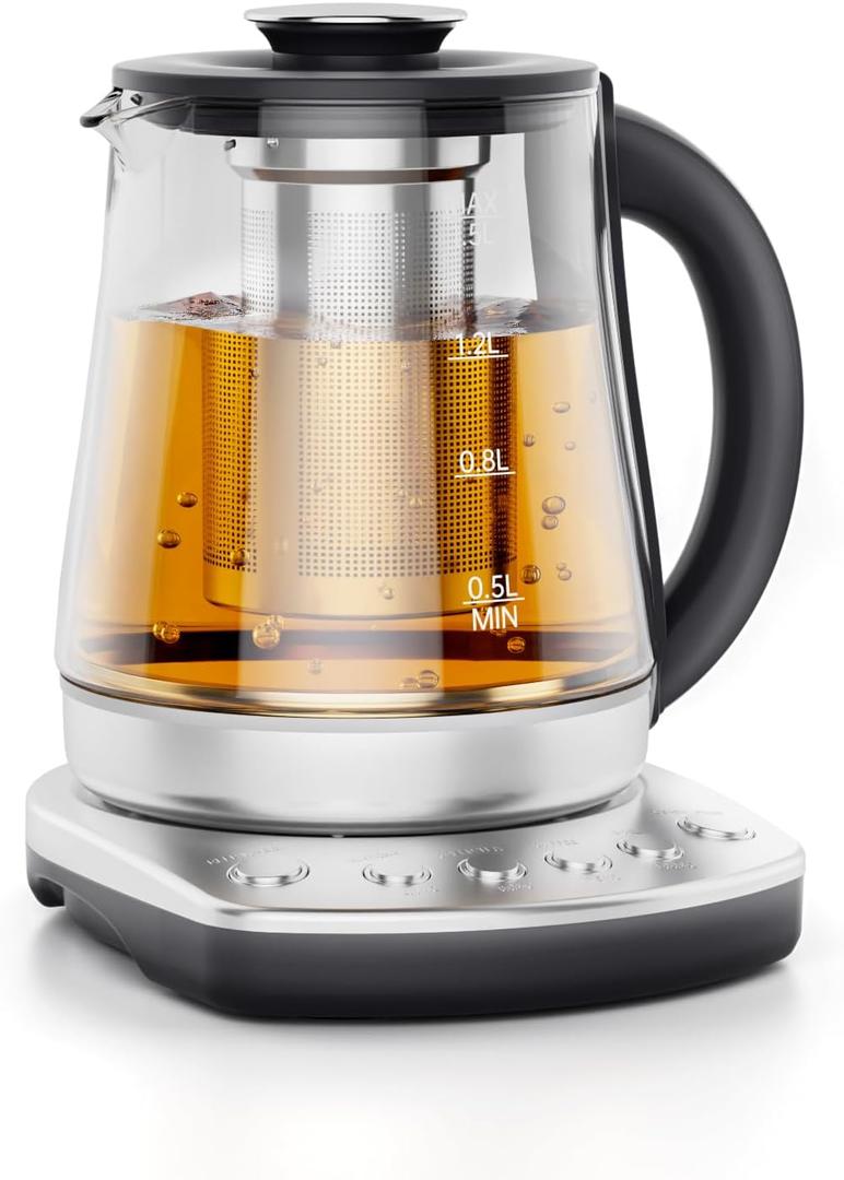 olayks Electric Kettle with Infuser, Hot Water Kettle Electric Tea Kettle with Temperature Control, 2H Keep Warm, 1200W Fast Heating for Boiling Water Tea Coffee, 1.5L