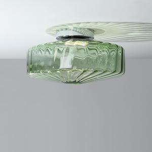 Mid Century Glass Ceiling Light Fixtures 11.8 inch Ceiling Lamp | E26 Base, Modern Round Semi Flush Mount Ceiling Light, Glass Close to Ceiling Light, For Hallway Laundry Room Corridor Green, 4.72
