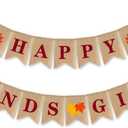SWYOUN Burlap Happy Friendsgiving Banner Maple Leaf Thanksgiving Friends Party Supplies Bunting Garland Decoration