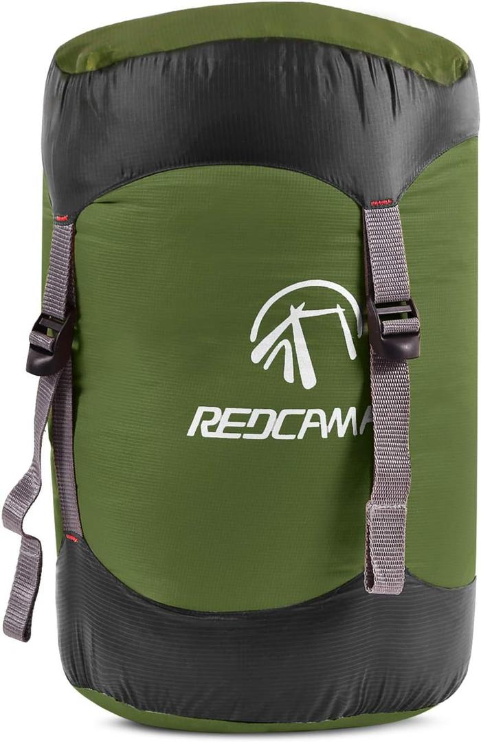 REDCAMP Nylon Compression Stuff Sack, 10L/17L/27L/40L Lightweight Sleeping Bag Compression Sack Great for Backpacking, Hiking and Camping,Blue/Yellow/Army Green/Black (X-Large)