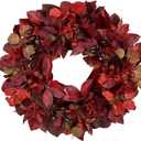 24 lnch Artificial Fall Wreath for Front Door, Large Autumn Wreath with Maple Bay Grape Leaves Berries Fall Door Wreaths for Indoor Outdoor Farmhouse Home Porch Wall Window Thanksgiving Wedding Decor