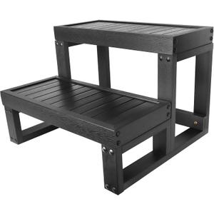 Hot Tub Steps, Non-Slip Wood-Looking Plastic Spa Steps, Universal for Indoor or Outdoor, 550 LB Load Capacity, Fits Any Hot Tub Shape and Size (Black)