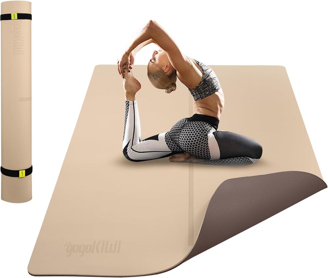 Gogokiwi Large Yoga Mat (6'x4') 1/4" & 1/2" Thick Exercise Mats for Home Workout, Extra Wide Workout Mats for Home Gym, Yoga, Pilates, Stretching, Floor & More