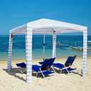 CoolCabana Beach Shade Tent - Easy Setup, UPF 50+ Protection, Large & Medium Sizes, Compact & Wind Resistant - Beach Cabana for The Whole Family - Beige Stripes, Medium (43ft2 - 66 x 66)