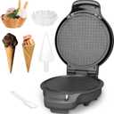Baker's Friend Waffle Cone Maker Machine with Browning Control, Nonstick Waffle Bowl Maker, 7.5 Ice Cream Cone Maker, Thin Waffle Maker Crispy, Cone Roller & Bowl Press Included, Graphite