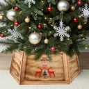 Natural Wooden Christmas Tree Base Cover - 30.7" Hexagon Skirt for Artificial Trees 4 to 8 Feet Tall