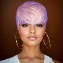 Short Pixie Haircut Synthetic Wig for Black Women - Short Hairstyle - Purple