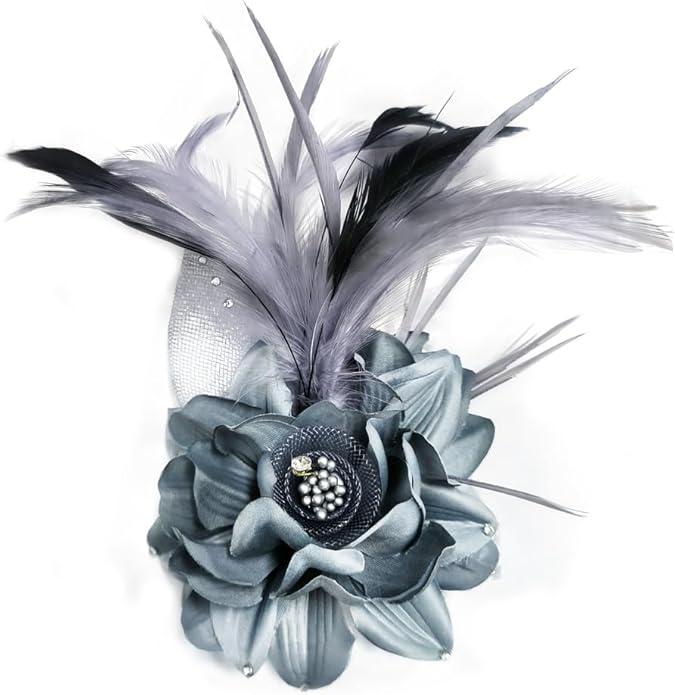 Elegant Flower Brooch for Women Wedding Party Dance Banquet Pins Feather Flower Fascinator Lady Floral Hairpins Dress Suit Lapel Pin Ceremony Accessories Corsage Brooches Vintage Jewelry Gifts