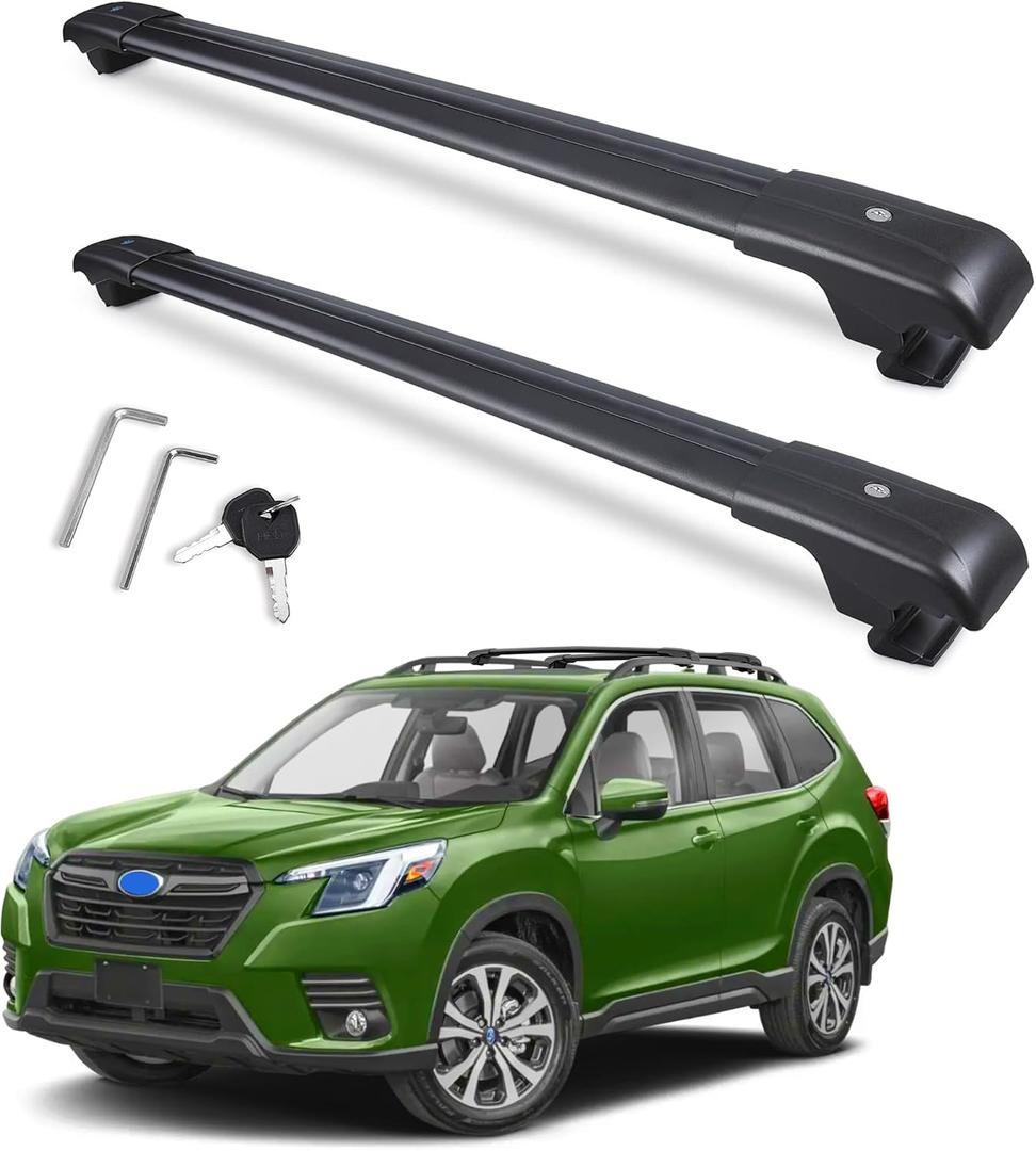 Max Loading 300lb Heavy Duty Lockable Roof Rack Cross Bars Replacement for Forester 2014-2026/ Crosstrek 2013-2017/Impreza 2012-2021 Black with Anti-Theft Locks (ONLY FIT Factory Rails)