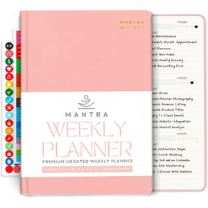 2025 Planner, Daily Journal & Gratitude Journal All-In-One with To Do List, Self Care Prompts & Habit Tracker - 5.8 x 8.3 - Pink