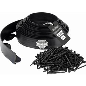 4 in x 164 Ft Garden Landscape Edging, No Dig Garden Edging Border Kit with 300 Pcs Spikes for Flower Bed Lawn Yard Grass Black
