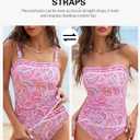 ZAFUL Women's Tummy Control Tankini Swimsuits Floral Print Two Piece High Waisted Bathing Suits Full Coverage Bikini Bottoms, Size L