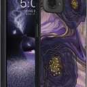 for Moto G Stylus 5G 2024 Case,Cute Flower Slim Fit Glow in The Dark Hybrid Hard PC Soft TPU Shockproof Drop Protective, Phone Case for Motorola G Stylus 5G 2024 Purple Gold Rose