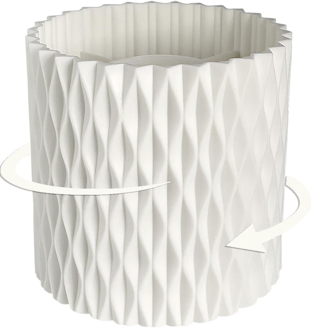 Lebenrich Rotating Pen Holder for Desk, 5 Slots Unique White Desk Organizer Easthetic Desktop Supplies and Accessories for Women Girls, Pencil Cup Caddy for Office Home Art Supply