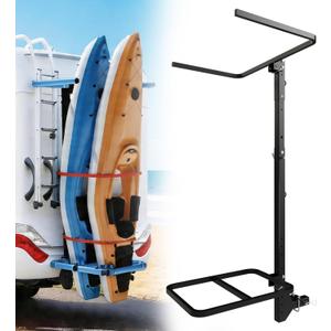 StellarStar RV Hitch Mount Kayak Rack, Height Adjustable Vertical Carrier for 2 Kayaks up to 12 ft, 2" Hitch Receiver, 150 lbs Capacity for RV, Truck, SUV, Trailer