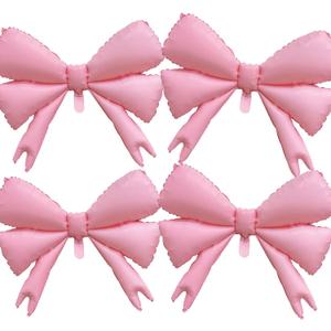 4pcs Pastel pink bow balloons,conquett bow shape foil balloons for girl birthday decoration,babyshower party,engagement party decor