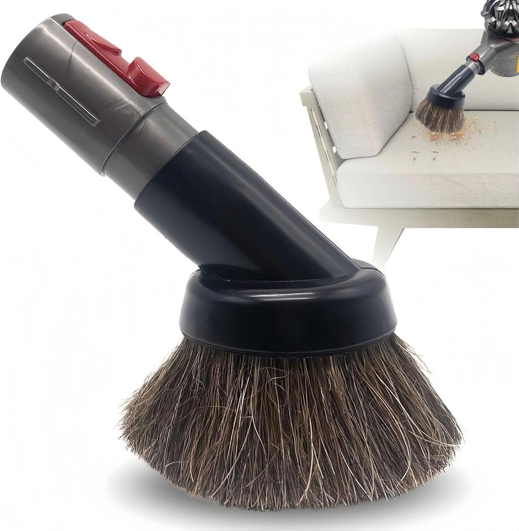 for Dyson Vacuum, Premium Soft Horsehair Round Dust Brush: Perfect for Vacuuming Sofas, Furniture Surface and Baseboards Vacuum Attachment (Compatible with Dyson V7 V8 V10 V11 V15 Gen5)