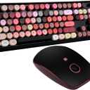 FOPETT Keyboard and Mouse Sets, Wireless, Reliable 2.4 GHz Connectivity for PC,Laptop,Smart TV and More (Black Colorful)