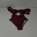 Charmo Ruffle Ribbed Maternity Swimsuit One Piece Cutout Pregnancy Bathing Suits Push Up Twisted Swimwear Swim Dress (Large, Dark Red)