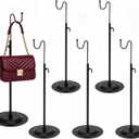 Adjustable Handbag Display Stand 6 Pack, Metal Purse Display Holder with Single Hook, Bag Rack Organizer for Boutique, Store Counter, Retail Shop & Home Tabletop, Black