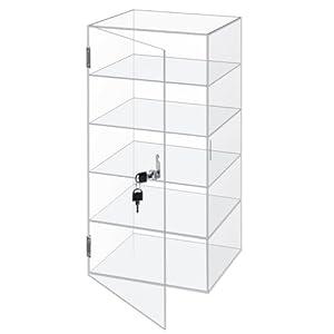 Barydat Acrylic Display Case with Lock Key Countertop Display Case Clear Showcase Display Cabinet Multi Functional Safe Storage Box for Retail Store (Fixed 5 Tier,20 x 9.4 x 9.3 Inch)