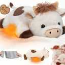 Mewaii Weighted Stuffed Animals for Adults & Kids, 2-5 lbs - 23" Heatable Coolable Cow Plush, Microwavable Adjustable Removable Inner Pad, Realistic Hug Comfort Gift (White)