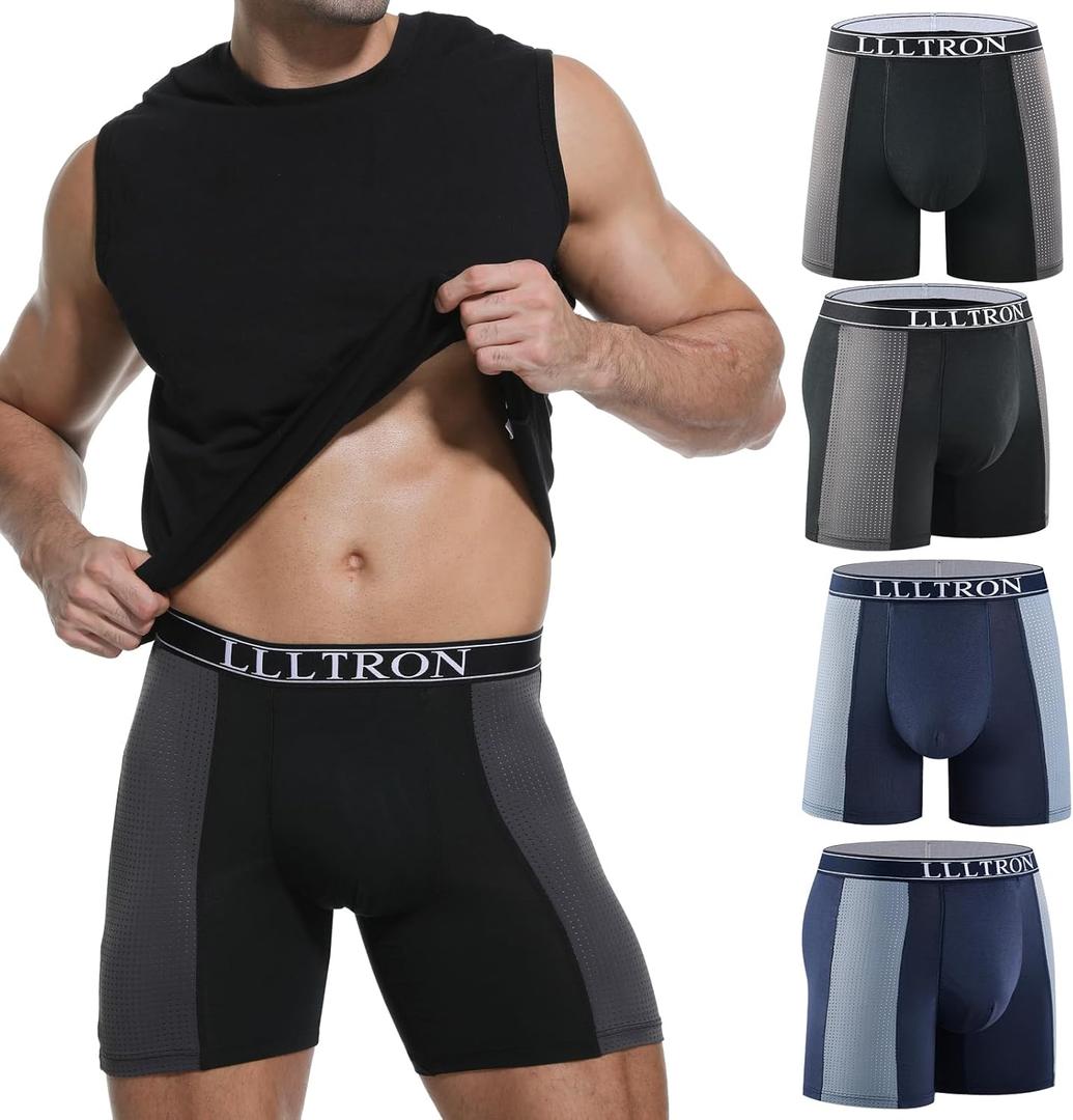 Incontinence Underwear for Men Washable Soft Breathable Leak Proof Boxer Briefs for Daily Bladder Leakage 4 Pack, Medium