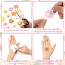 280pcs Spring Daisy Temporary Tattoos Stickers Hippie Theme Tattoo Stickers Waterproof Boho Groovy Face Body Sticker for Adults and Kids Cute Cartoon Printing Groovy Theme Spring Floral Party Supplies