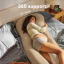 Frida Mom Full Body Support Pregnancy Pillow, Cooling Pregnancy Pillow, Wraps Around for All Over Support, Extended Length to Support from Head to Toe, Easy to Clean, Compact Storage Bag, Taupe