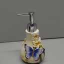 Ceramic Soap Dispenser, 3D Hand-Painted Butterfly and Lilies Flower Lotion Dispenser, Bathroom Accessories