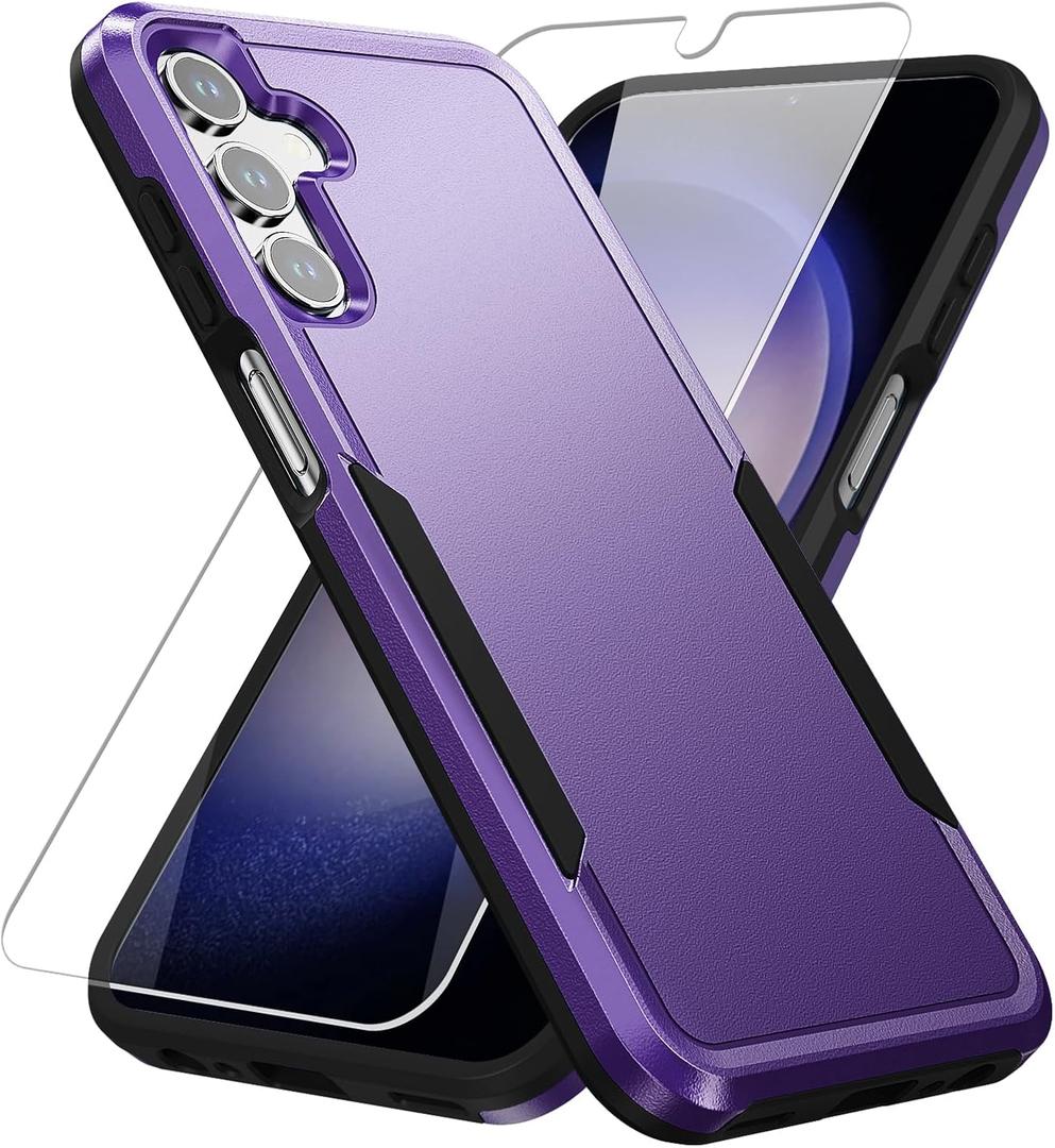 for Galaxy A15 5G Phone Case, with Screen Protector,Heavy-Duty Tough Rugged Shockproof Protective Phone Case for Samsung A15 5G, Purple