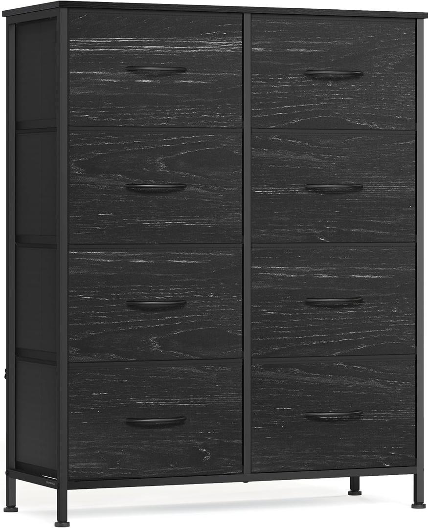 SONGMICS BELLAH Collection - Dresser for Bedroom, Chest of Drawers, Storage Organizer Unit, Closet, Entryway, Steel, 8 Drawers, Modern, Ebony Black ULGS124BE02S