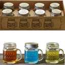 Small Mason Jar Shot Glasses with Lids (8pc Set) 2oz Tiny Glass Jars with Handles for Adult Party Favors, Juice, Alcohol, Unique Funny Shot Glass, Moonshine Shooter, Cute Mini Beer Mug, Christmas Gift