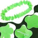 Hoteam 24 Counts Green Hawaiian Leis Necklace Tropical Flower Lei Floral Luau Party Decorations Hawaiian Flower Luau Necklaces Hula Dance Garland Headbands for Beach Birthday Wedding Party Favor