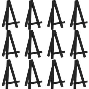 Chuangdi 12 Pieces Black Mini Wood Display Easel, Holder for Small Canvases, Cards, Photos, Notices, etc.(5 Inch)