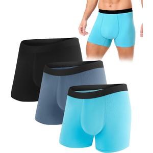 Men's Incontinence Underwear, Heavy Absorbent Washable Leak-Proof Reusable Boxer Brief 3 Pack (Multicolor01, Large)