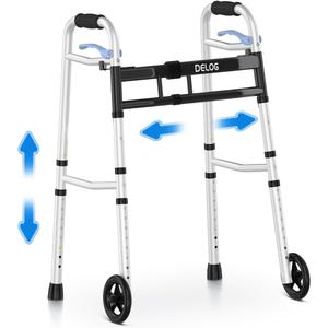 Delog Narrow Walkers for Seniors, Small Walkers for Seniors Tight Spaces Support Up to 350lbs, Standard Walkers for Adults (Black)