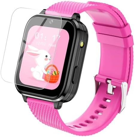 cjc 4G Smart Watch for Kids, Kids Watch for Ages 4-12 - Includes 2 Way Call, SOS Alerts, Parental Controls, Games, Camera, Alarm, Music Children's Smart Watch Gift (Rose red)