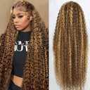 30inch Highlight Ombre Lace Front Wig Human Hair 13x6 HD Honey Blonde 4/27 Deep Wave Lace Frontal Wigs Glueless Wigs Human Hair