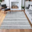 Tribesigns Ultra Thin 5x7 Washable Area Rugs for Living Room, Modern Non-Slip Rugs for Bedroom Dining Room, Grey Striped Farmhouse Large Indoor Carpet for Playroom Entryway