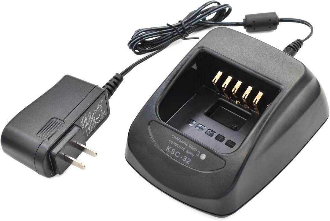 KSC-32 Rapid Charger with Power Adapter Compatible with Kenwood Radio TH-D72A TK-2180 TK-3180 TK-5210 TK-5310 NX-5200 NX-5300 NX-5400 NX200 NX300 NX-410 NX-411 KNB-31 KNB-32 KNB-47 Battery Charging