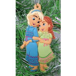 Frozen Iconic Toddler Elsa and Anna Hand in Hand Christmas Ornament (F22)