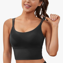 Everrysea Sports Bras for Women High Support Longline Workout Tank Tops Built in Bra Strappy Yoga Padded Crop Top Size S