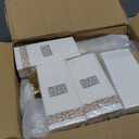 Goodluck 700 Pieces Gold Dinnerware Set for 100 Guests, Disposable for Party, Include: 100 Gold Rim Dinner Plates, 100 Dessert Plates, 100 Paper Napkins, 100 Cups, 100 Plastic Silverware Set