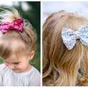 CLLOT Party Festival Baby Girls Sparkling Bows Clips 15PCS Glitter Sequins 4" Hair Bows Alligator Hair Clips for Girls Baby Children Toddlers